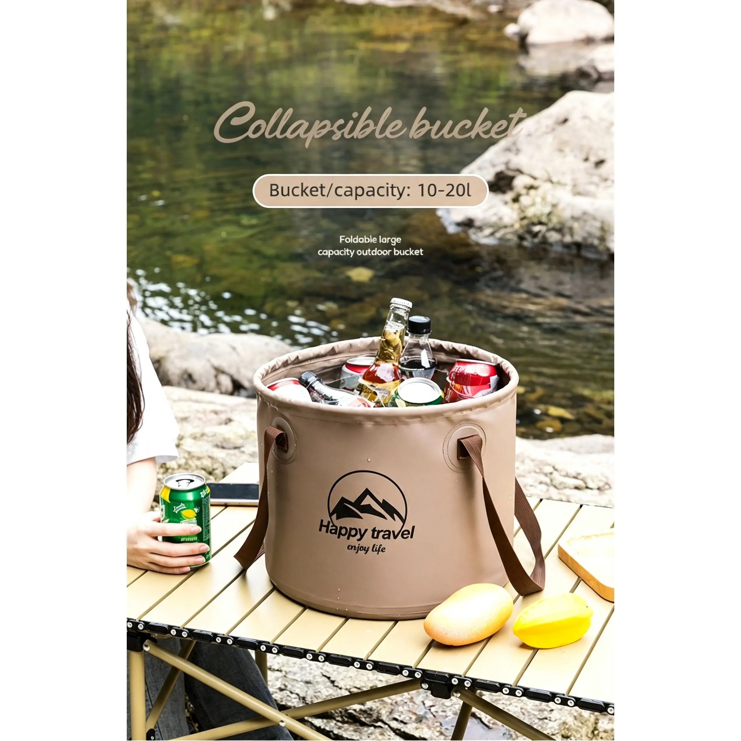 Collapsible Waterproof Water Bucket (10L-20L) with Reinforced Handles, Portable Outdoor Storage Bucket for Camping, Car Washing, Multi-Use Sports & Outdoor Water Storage