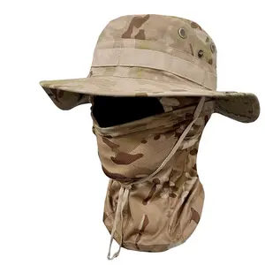 2 in 1 Fishing Hat & Neck Gaiter Set UPF 50+ Camouflage Roundedge Outdoor Bucket Hat with Drawstring Windproof Quick-Dry Design for Fishing Hiking Hunting Mountaineering Cycling