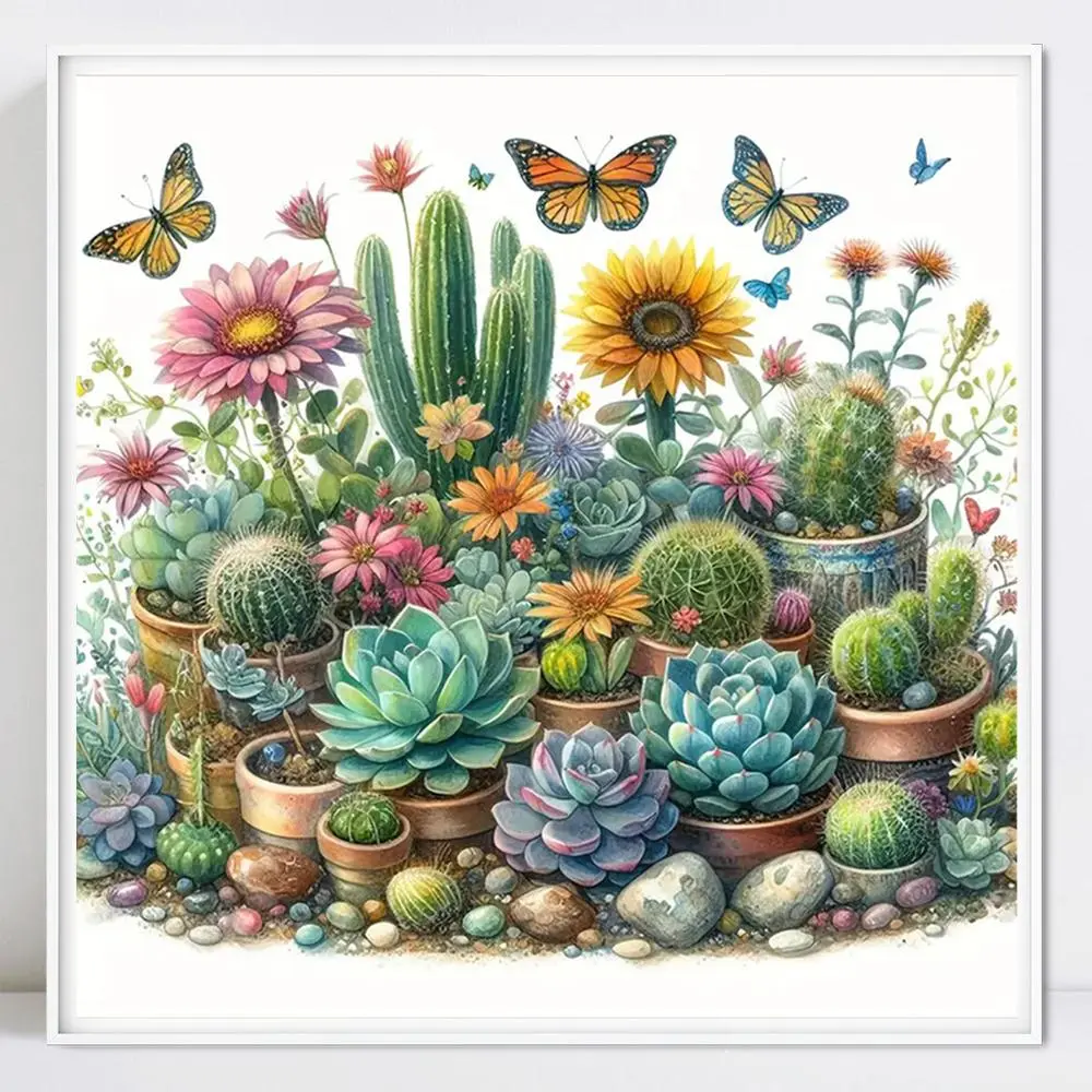 Succulent Plant Pattern DIY Diamond Arts Colorful Painting Kit without Frame, DIY 5D Diamond Arts Colorful Painting Kit, Wall Art Decor for Home