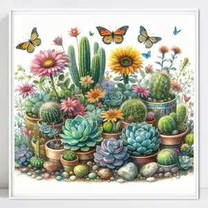 Succulent Plant Pattern DIY Diamond Arts Colorful Painting Kit without Frame, DIY 5D Diamond Arts Colorful Painting Kit, Wall Art Decor for Home