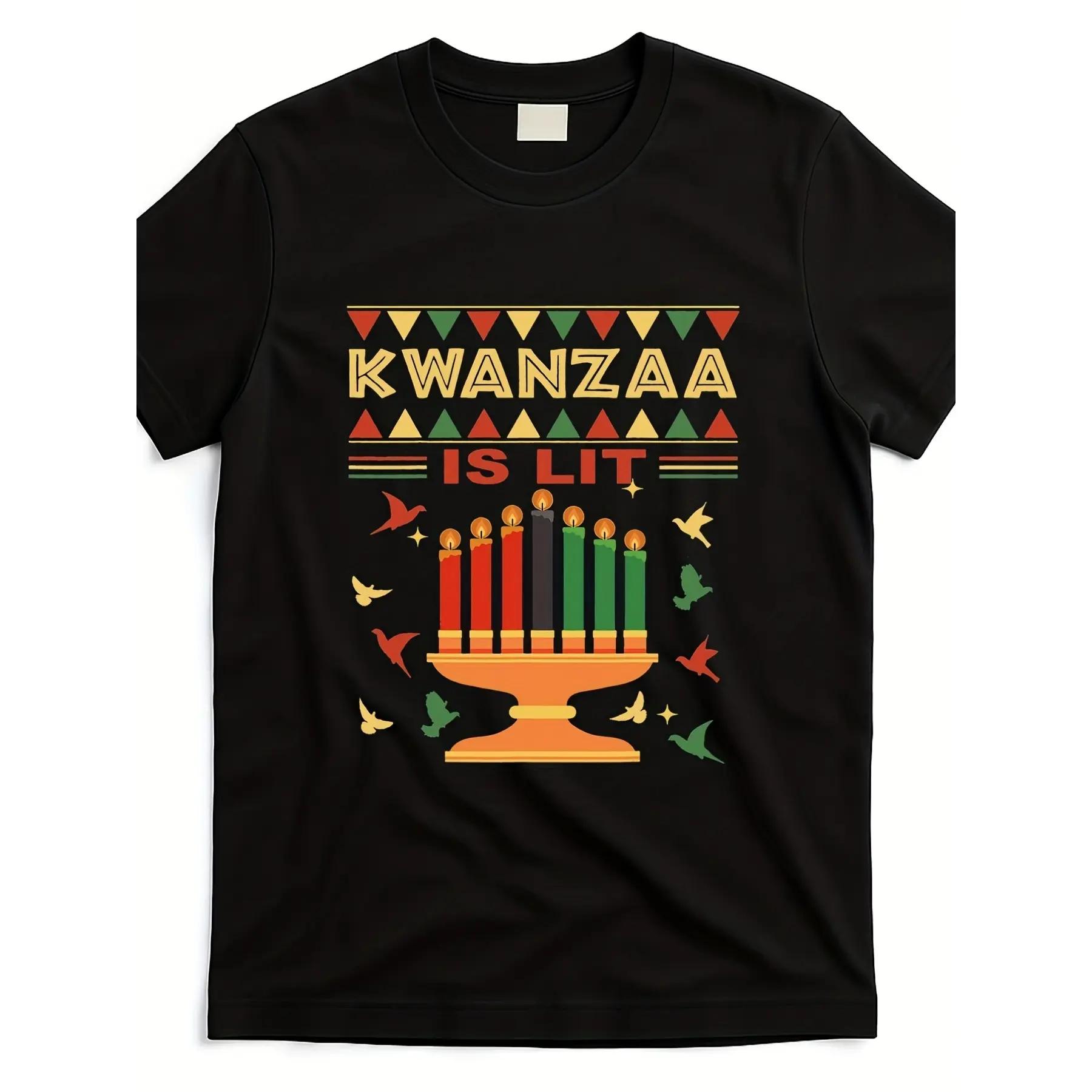 Celebrate Kwanzaa with This Vibrant T-Shirt! Suita unisex soft cotton short sleeve t shirt, vintage graphic casual tee for men women teens, perfect birthday holiday gift for camping travel gym daily street  wear
