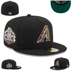 New Era MLB Arizona Diamondbacks New Era Black 20th Anniversary Spring Training Botanical 59FIFTY fitted hat Baseball Cap Flat Snapback Baseball Hat Streetwear Hip Hop Unisex Premium