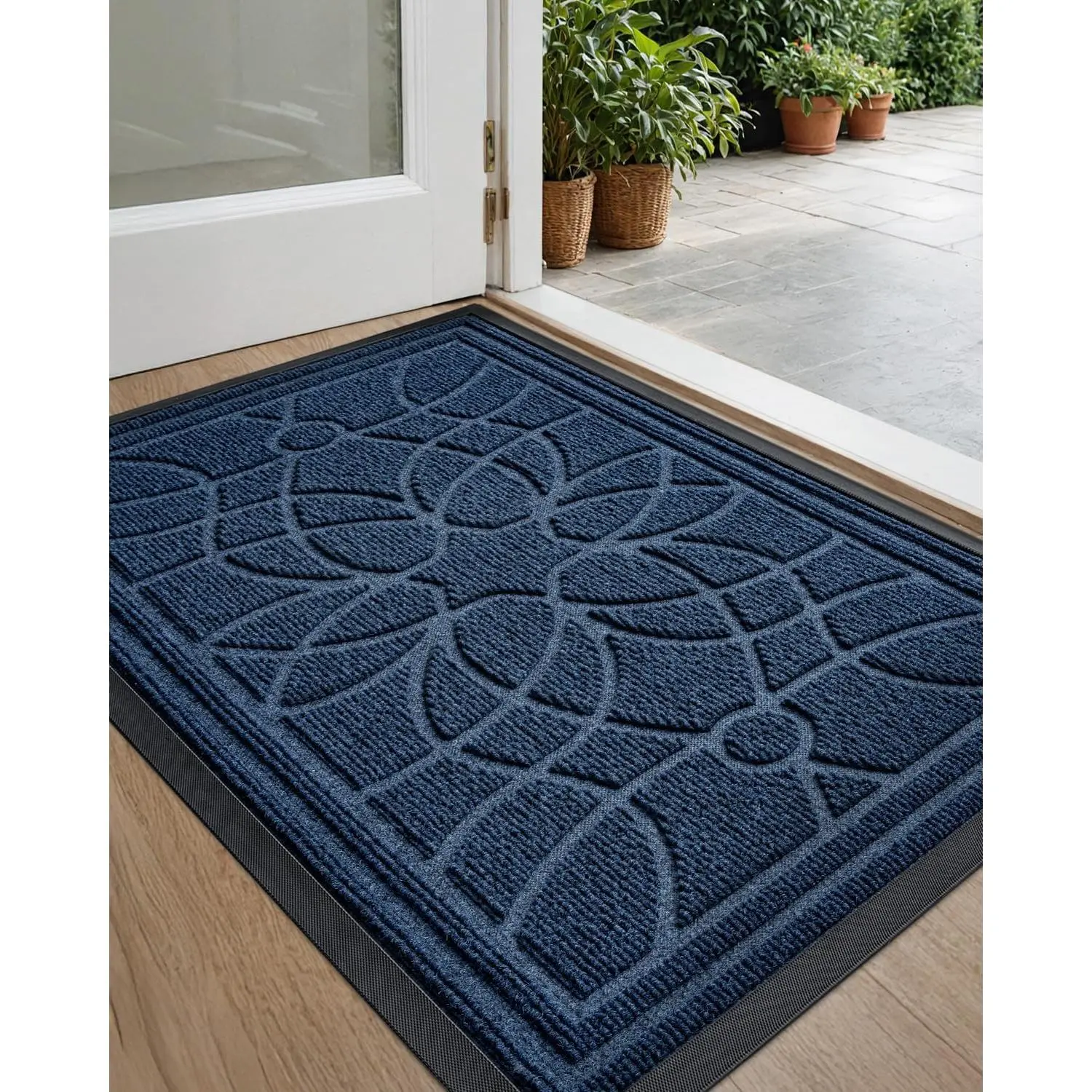 DEXI Heavy-Duty Non-Slip Low-Profile Welcome Floor Mat - Outdoor Front Door Entryway Rug, Dirt-and-Moisture Trapping, Easy-to-Clean Patio Mat