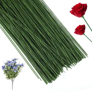 Flower Stems 250p, 13.8 Inch Artificial Flower Stems, Dark Flower Wire, Fake Flower Sticks for Paper Flowers, Bouquets, Wreaths & DIY Projects