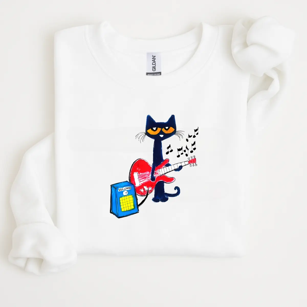 Pete the Cat Playing Guitar Sweatshirt, Vintage Shirt, Graphic Tee, Trendy Shirt