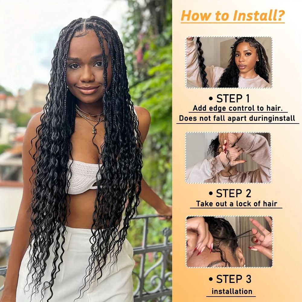 Ocean Wave Deep Wave Braiding Hair 24 Inch 2 Packs, 1B# Natural Black Synthetic Curly Crochet Hair, Tangle-Free for Black Women, Protective Hairstyles Deep Wave Wig hair Extension