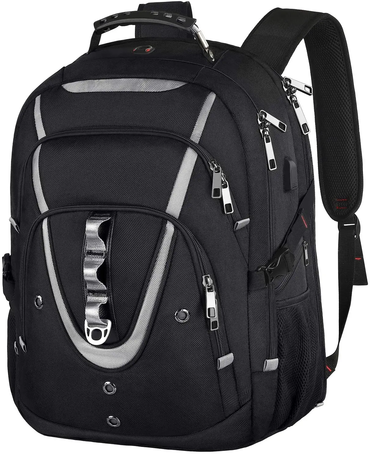 18.4 Laptop Backpack for Men, 55L-60L Extra Large Gaming Laptops Backpack with USB Charger Port, TSA Friendly Flight Approved RFID Anti-Theft Pocket, Water Resistant Suiltable for Travel Business Work Mogplof