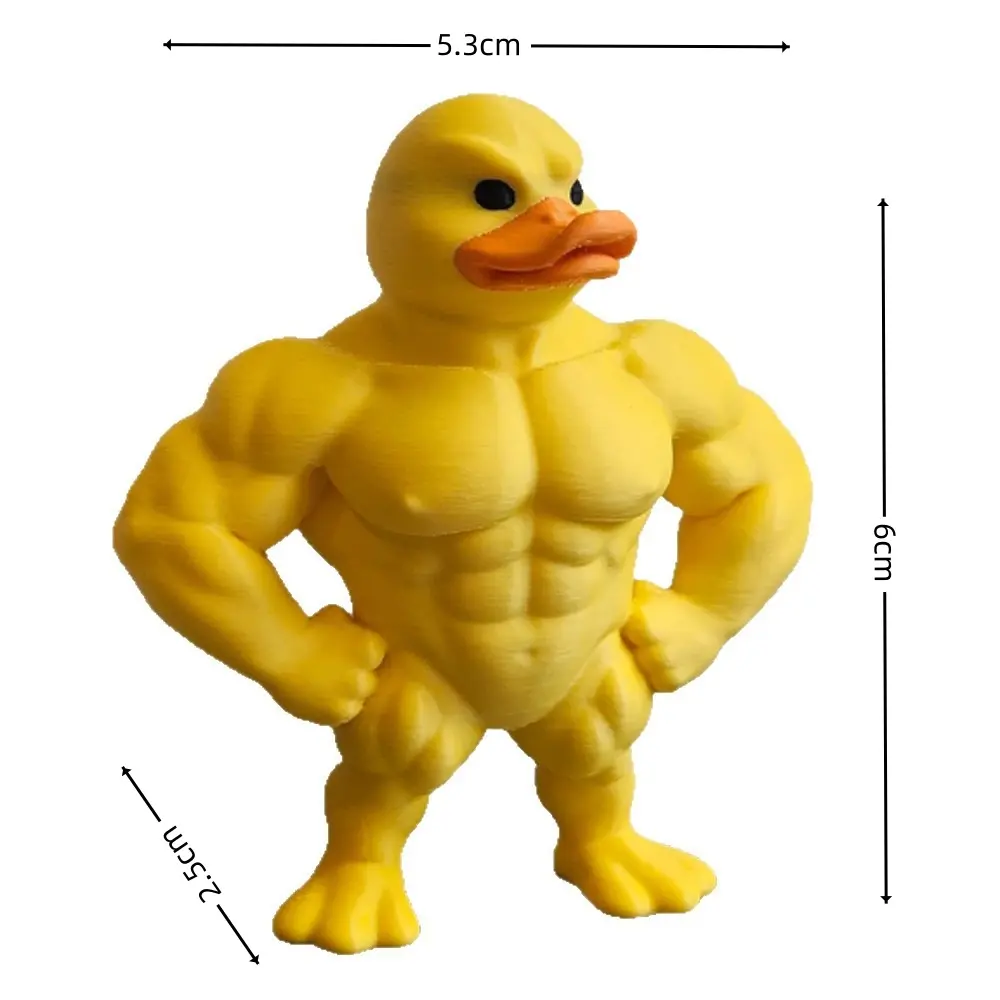 Funny muscle yellow duck toy, comical standing duck home decoration desktop ornament