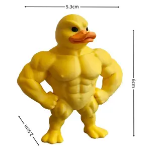 Funny muscle yellow duck toy, comical standing duck home decoration desktop ornament