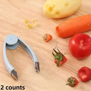 2 Counts Stainless Steel Fruit Remover Kitchen Tweezers, Foldable Lightweight Strawberries Tomatoes Picker, Durable Plastic Handle