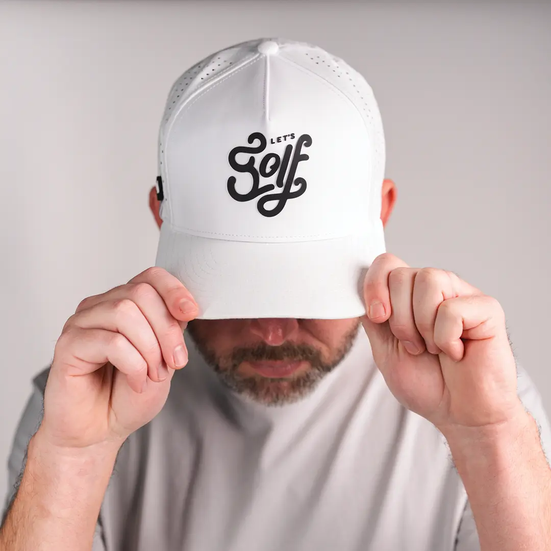 Golf Sweat Resistant Hat with Ball Marker and Tee Holder - Let's Golf Snapback Design