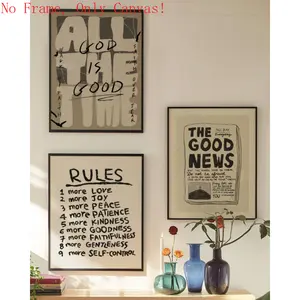 Frameless Set of 3 Aesthetic Christian Wall Art Bundle |         Neutral Modern Scripture Prints |         "God Is Good" & "Fruit of the Spirit"