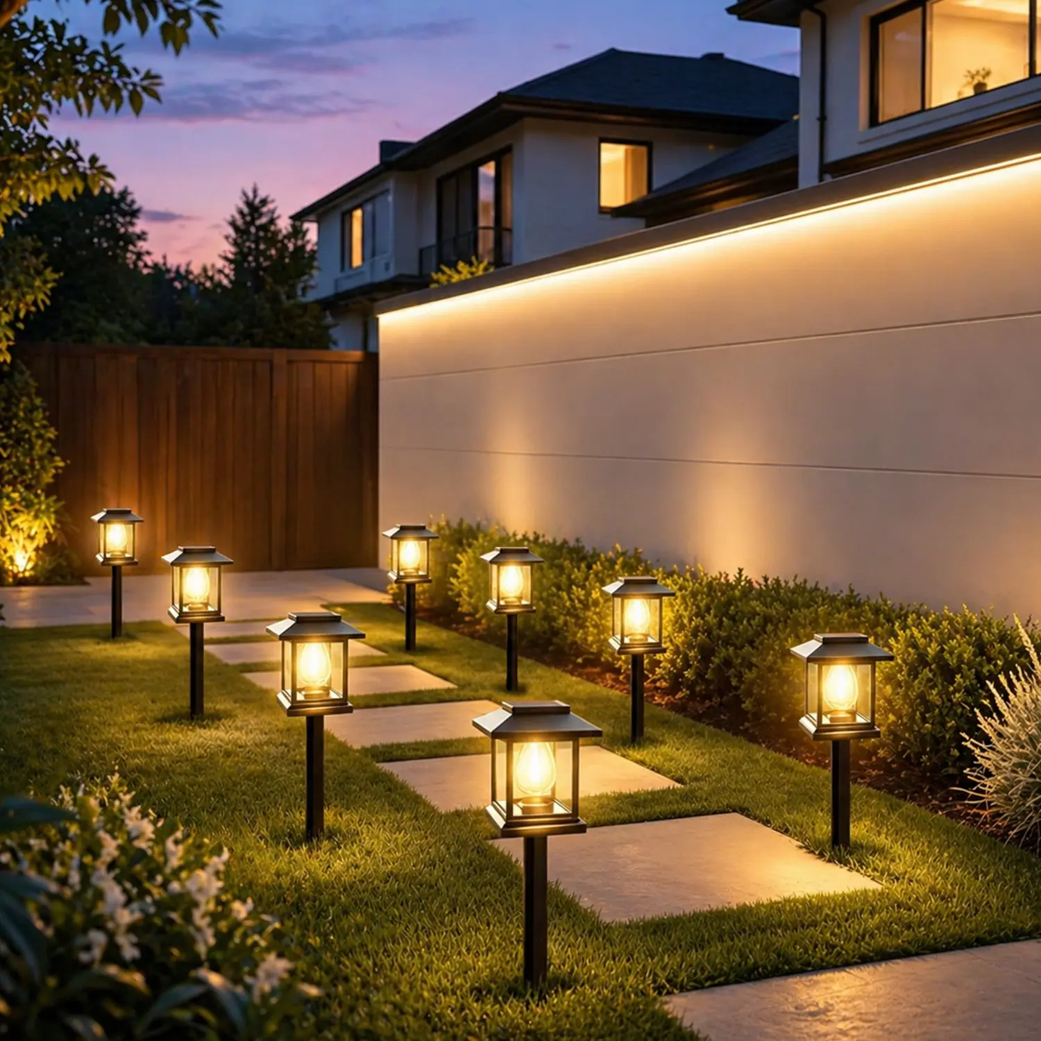Summerwins Outdoor Solar LED Pathway Lights - Water Resistant Landscape Lighting for Garden Decor, Patio Decor, Walkway, Lawn (Black)