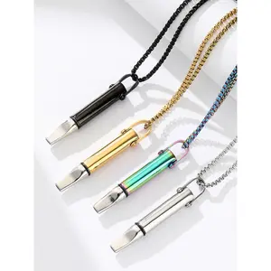Breath Resistance Whistle Necklace with Fruit Flavor, Replaceable Design for Yoga Meditation, Casual Stainless Steel Jewelry, Ideal Accessory for Stress Relief and Outdoor Use