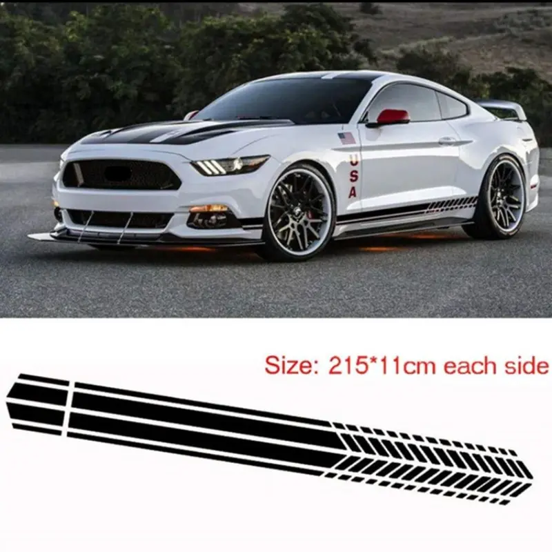 2pcs/sheet Car Side Skirt Stripe Decals, Universal Body Stickers, Racing Track Vinyl Wrap, Easy to Apply for Sports Cars, Car Decorative Sticker, Automotive Decals, Vehicle Exterior Decoration, Car Styling Decals, Automobile Decals