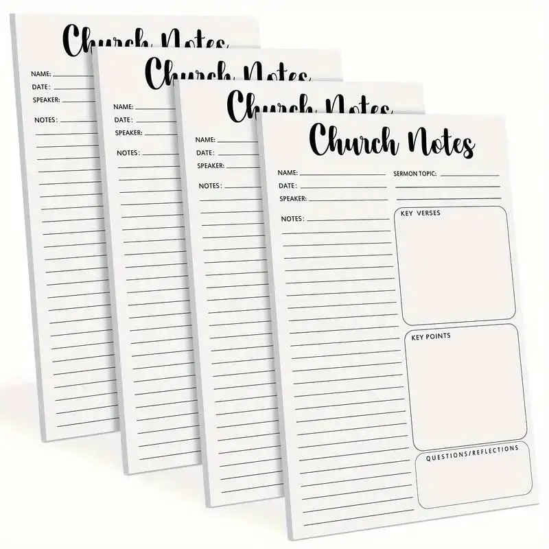 Church Note Book, 4 Counts/set Rip Off Sermon Notes Journal, Christian Notebook, Office Stationery & Supplies
