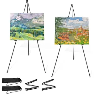 Folding Display Easel Stand, 63" Tall Floor Poster Easel, Adjustable Telescoping Art Easel, Easy Assembly, 2Pack