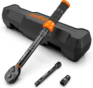 HORUSDY 1/4-Inch Drive Click Torque Wrench Set, 20–240 in.lb / 2.3–27.1 Nm, Dual Scale, Torque Wrench 1/4 Drive with 3" Extension & 1/4" to 3/8" Adapter