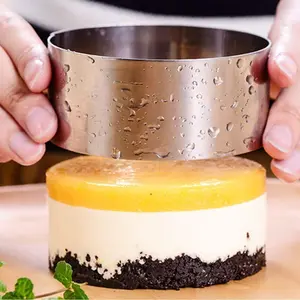 Round Cake Ring Mold, Stainless Steel 3” Cooking Crumpet Rings with 1 Pusher & 4 Food Form, Tuna Tartare Mold for Pancake, Salad, Mousse