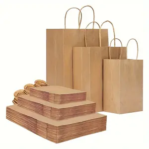 10pcs, 3 Sizes Brown Paper Bags with Handles Assorted Sizes Gift Bags Bulk, Kraft Paper Bags for Small Business, Shopping Bags, Bags, Party Bags, Merchandise Bags, Favor Bags, Goodie Bag Stuffers