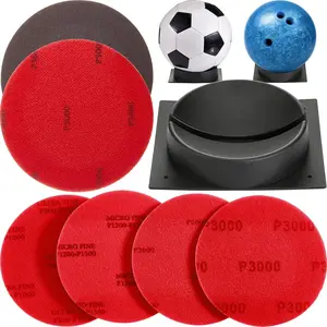 7 count Bowling Ball Sanding Pads Cup Set Including 6 count Bowling Sanding Pads, Grit 500, 800, 1000, 1200, 1500, 2000, 3000, 5000, 1 count Bowling Ball Holder for Bowling  Ball Clean Display