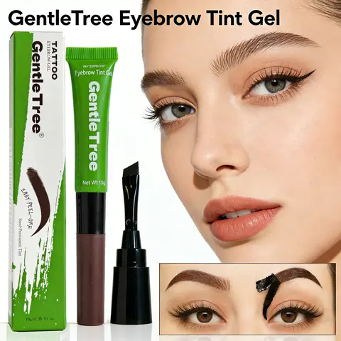 GentleTree Waterproof Semi-Permanent Peel-Off Eyebrow Tint Kit - Tint Gel for At-Home Natural Brows, Apply Then Peel, Matte Finish, 3 Shades (Bark, Regular, Light), Long-Lasting Dye for Thin Eyebrows, Daily Makeup Cosmetic