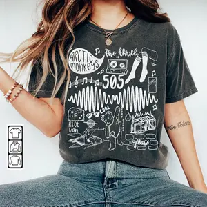 Arctic Monkey Doodle Art Shirt, Vintage Arctic Monkey Merch Album Lyrics Sweatshirt Hoodie, Arctic Tattoos Tour 2023 DA2804DT
