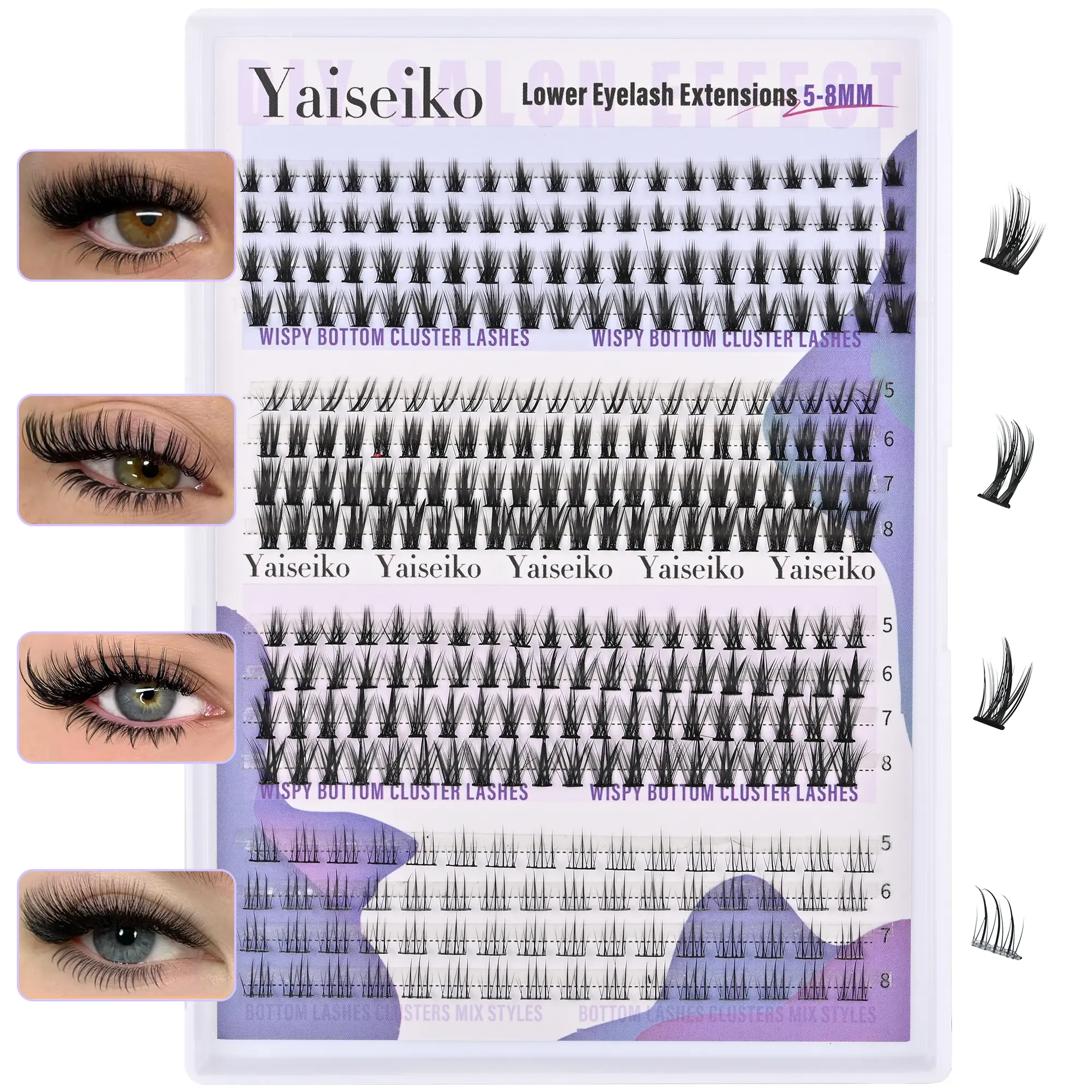 Bottom Lashes Bottom Lash Clusters 4 Styles Lower Individual Lashes 310pcs Natural Look Lower Eyelash Clusters Spikes Cluster Lashes Manga Bottom Cluster Lashes 5-8mm DIY Lash Extensions