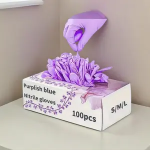 100pcs Purple Nitrile Gloves for Hair Removal Fingertip Design Kitchen Cleaning Tool Mother's Gift Protects Hands Essential Christmas Cleaning Powder-Free Latex-Free NBR Material