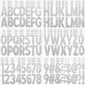 376 count 24 Sheets Large Letter Stickers Glitter Big Font Alphabet Number Self Adhesive Vinyl Stick on Letters Sticker for Mailbox Crafts Poster Bulletin Boards Classroom  Decor (, 2.5 Inch)