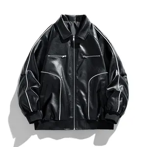 Spring And Autumn Men's Casual Lapel American Vintage Trendy Leather Jacket