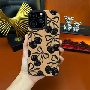 Black Cherry Soft&Flexible TPU Silicone Phone Case For iPhone 17 Pro Max AIR 16 15 14 13 12 11 Plus XSMAX Cases Durable|Shockproof|Full Camera Protection|Anti-Fingerprint|Non-Slip|Slim Fit|Gift For Girlfriend/Men/Women