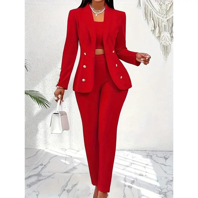 [Office Style] Women's Suit |     Three-Piece Set | | |     Office Style |     Office Style | |   Button Solid