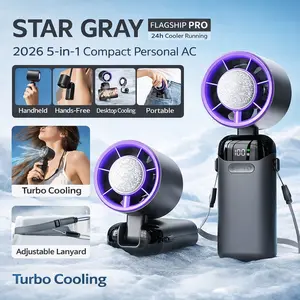 5-in-1 Portable Turbo Fan — 199 Wind Speed ​​Settings, LED Display, 100-Level Adjustable, USB Rechargeable — An Essential Companion for Summer Travel, Outdoor Activities, and Office Environments