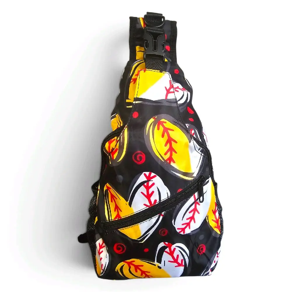 Half Softball Half Baseball Sling Crossbody Bag