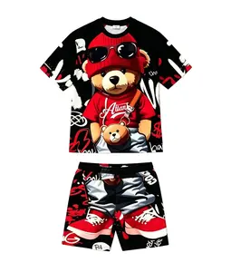 Men's Breathable Sports with 3D Print Tee and Shorts Outfit, Fitted Summer Casual Wear for Outdoor Activities, Stylish Graphic Design, Menswear