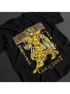 Saint Seiya Shirt T-shirt Leo Gold Saint Seiya Anime Pattern Short Sleeved Men's and Women's Summer Fashion Top