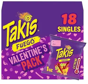 Takis Fuego 18 pc / 1 oz Valentine's Day Multipack, Hot Chili Pepper & Lime Flavored Extreme Spicy Rolled Tortilla Chips