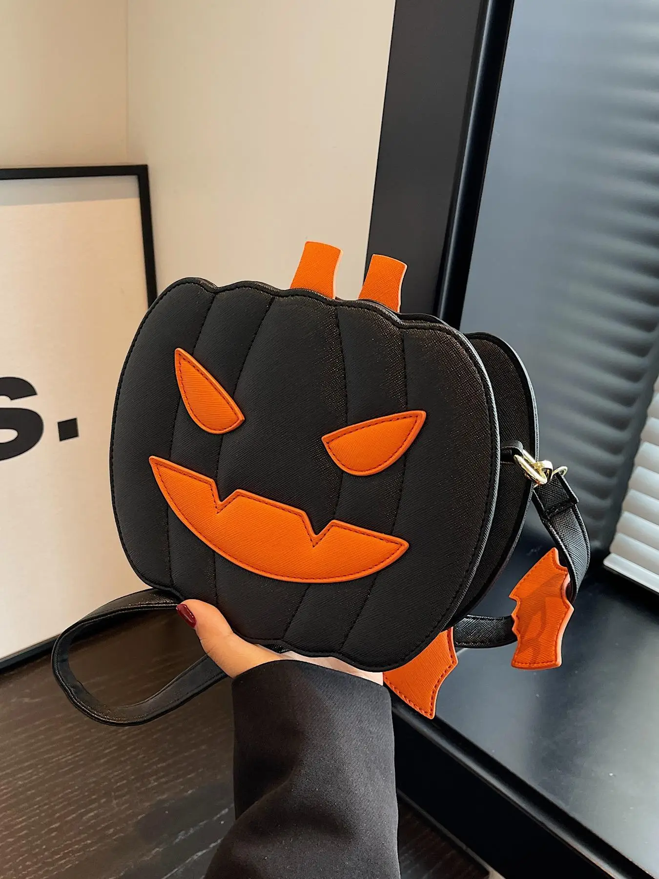 Women's Halloween Themed Pu Leather Crossbody Bag, Fashionable Pumpkin Design Shoulder Bag, Cute Accessories As Work Bag for Daily Use