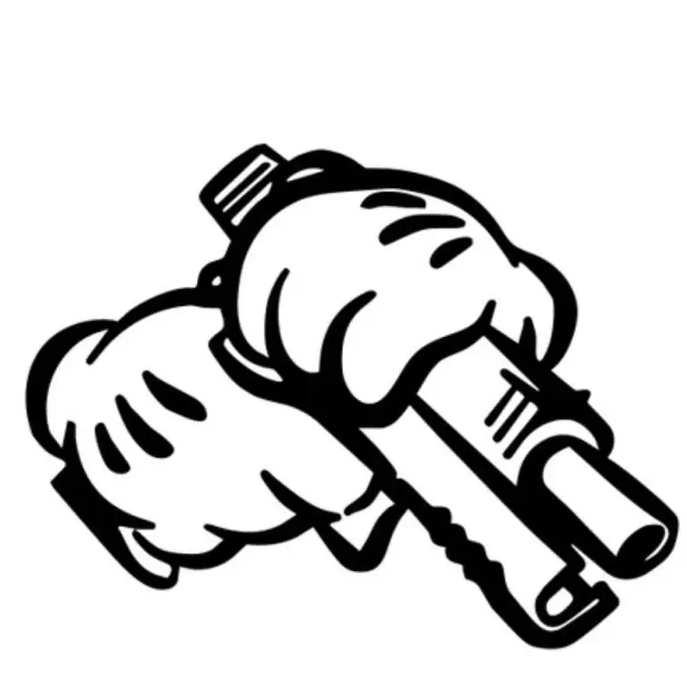 Gloves Gun Hands Decal for Trucks, Cars, and More - Long-Lasting Design