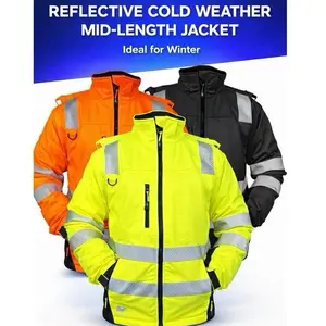 Reflective Mid-Length Winter Work Jacket – High Visibility Cold Weather Jacket