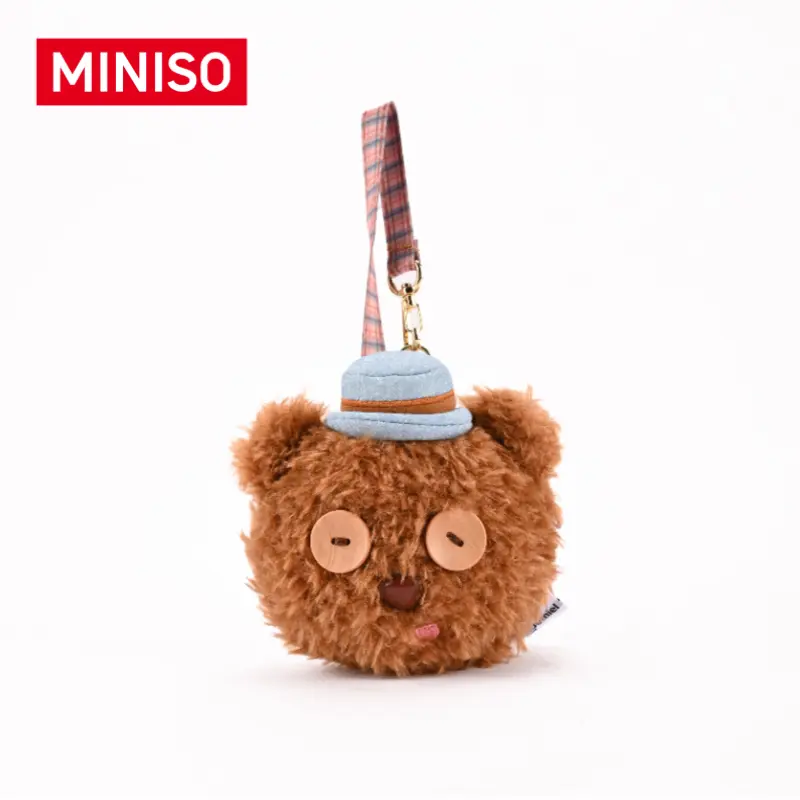 MINISO Minions Gentleman Tim Bear Plush Coin Purse with Modern Plush Texture, Zip Fastener, Small Storage - Soft Portable Women's Wallet for Teens