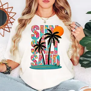 Beach Summer Shirt, Sun Salt Sand Shirt, Tropical Vacation Tee, Coastal Graphic Tee, Palm Tree Shirt, Ocean Beach, Unisex Short Sleeve Tee