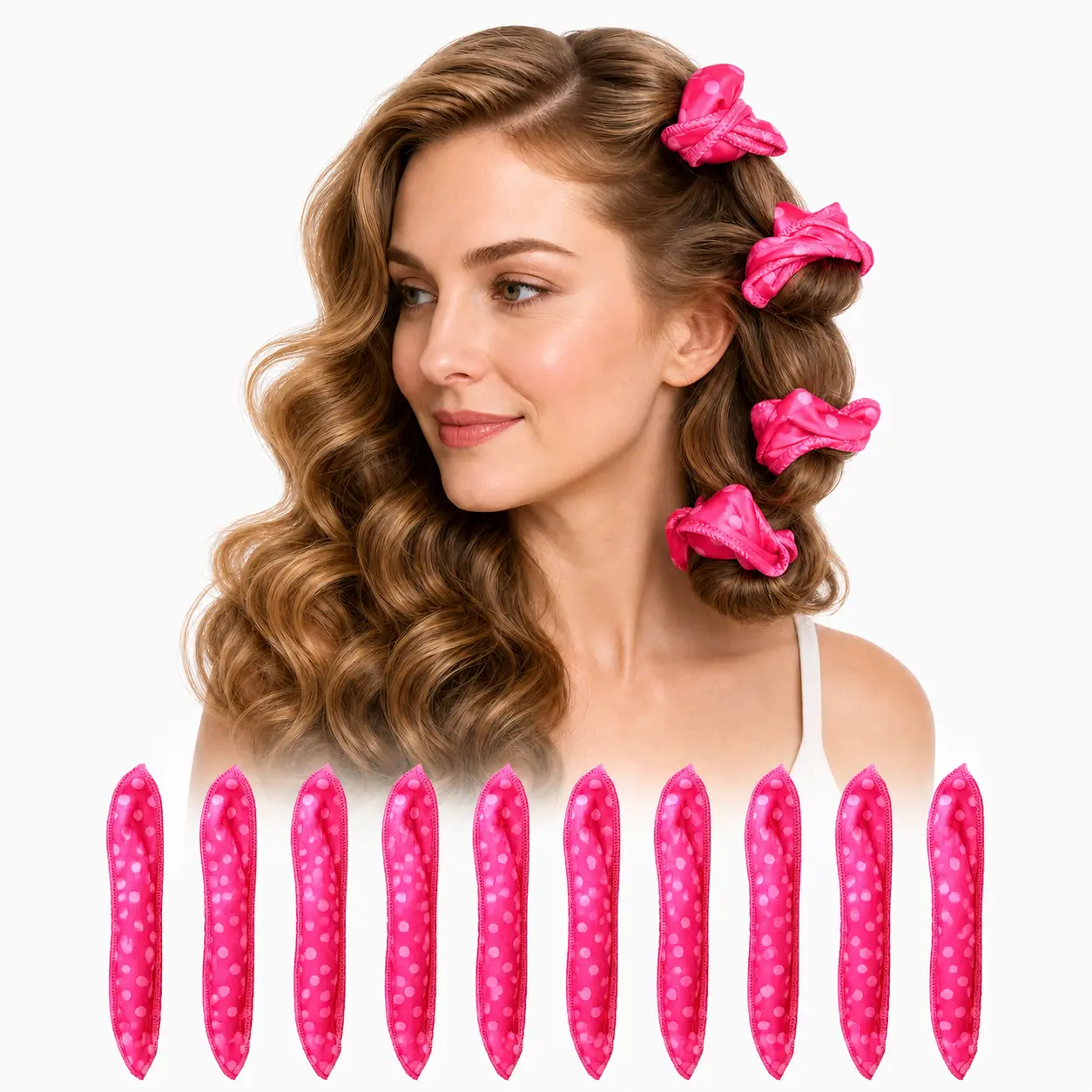 10 Pcs Flexible Soft Heatless Hair Curler Set – Overnight No-Heat Sponge Curlers for Sleeping, Damage-Free Curls & Waves, Easy DIY for All Hair Types
