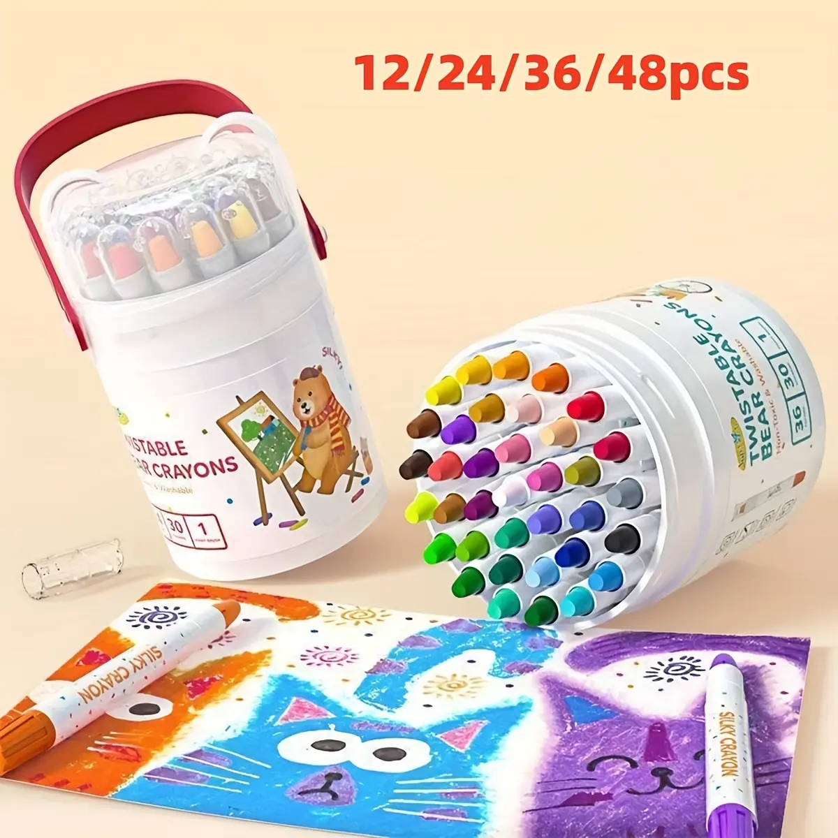 12/24/36/48 Color y Twistable Crayons, Washable Art Supplies, Multicultural Pastel Gel Crayons, for Professional Artistic Use Colorful Marker Set Colorful Illustrations