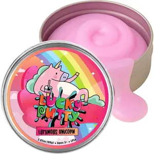 's Luminous Unicorn Putty - 3.2oz Glow-in-The-Dark Slime - Neon Rainbow Confetti - Stretch, Bounce, Pop, Tear - Never Dries - Stress-Reliever, Creative Tool - Tin Included - Ages 3+