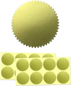200 Pack, Gold Foil Seal Stickers for Certificates - 2" Diameter TownStix