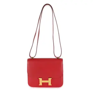 Pre-owned HERMÈS leather Shoulder Bags NY129678 Rouge Casaque Swift Constance 18 GHW