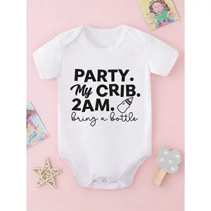 Kids Baby Boy Casual Creative Milk Bottle Letter Print Bodysuit Short Sleeve