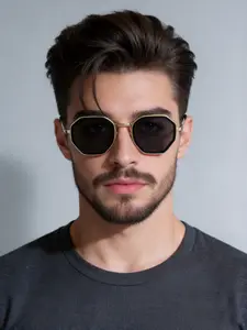 Men's Polygonal Geometric Sunglasses, Casual Versatile Frame, Perfect for Daily Outdoors, Stylish and Comfortable Sun Protection